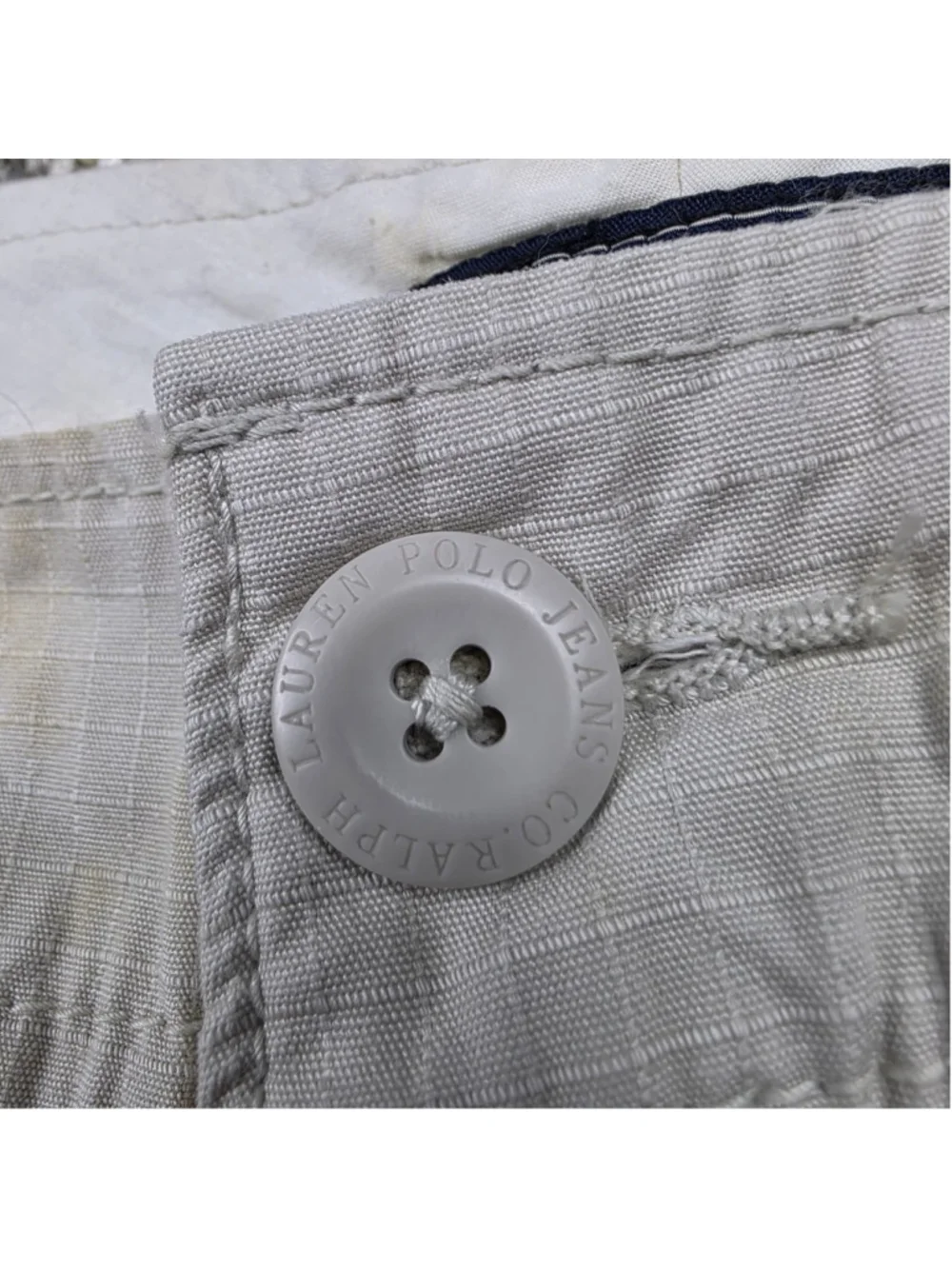 NWT Polo Jeans Co Cargo Shorts Mens 34 Beige Ripstop Cotton Utility Military
